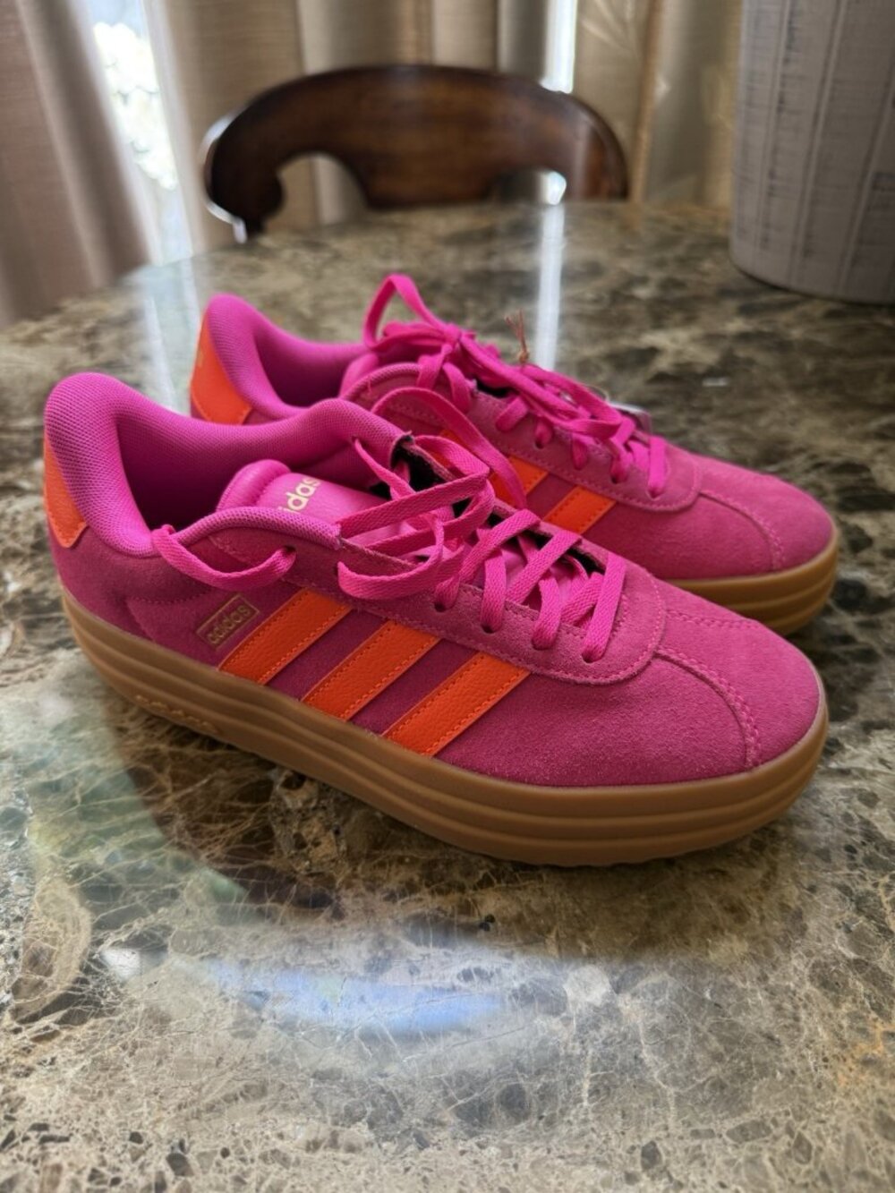 Adidas Women’s Platform Sneakers Pink Orange Gum Sole Suede Shoes Size 7 JQ5636 - Picture 9 of 9